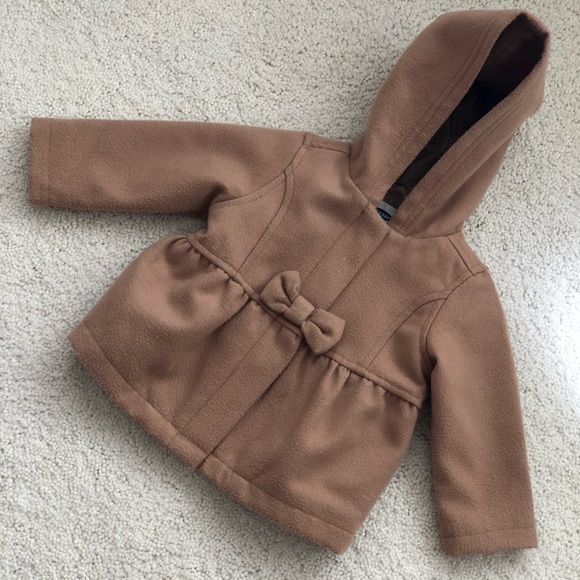 OLD NAVY Toddler girl camel hair bow ruffle pea coat - Picture 1 of 10